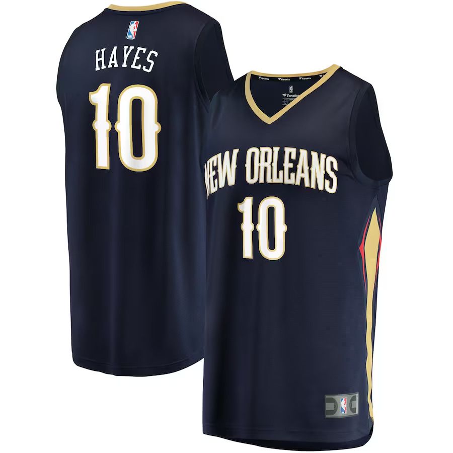 Men New Orleans Pelicans 10 Jaxson Hayes Fanatics Branded Navy Icon Edition Fast Break Replica NBA Jersey